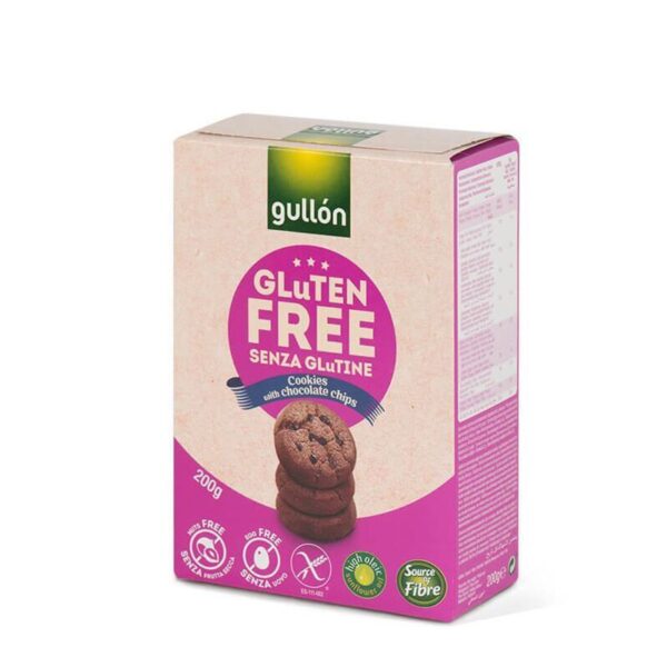 GULLON CHOCOLATE CHIPS COOKIES keks sa komadićima čokolade bez glutena 200g